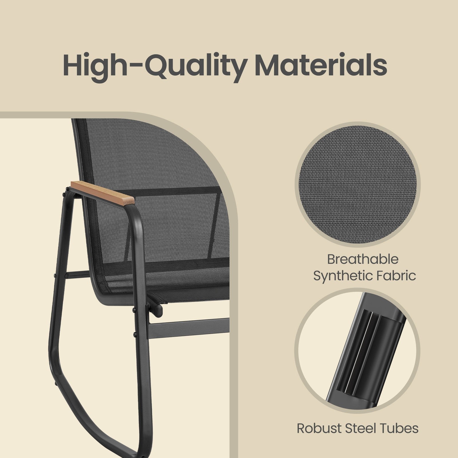 3-Piece Outdoor Conversation Set - 30L - Steel - Rocking Chairs