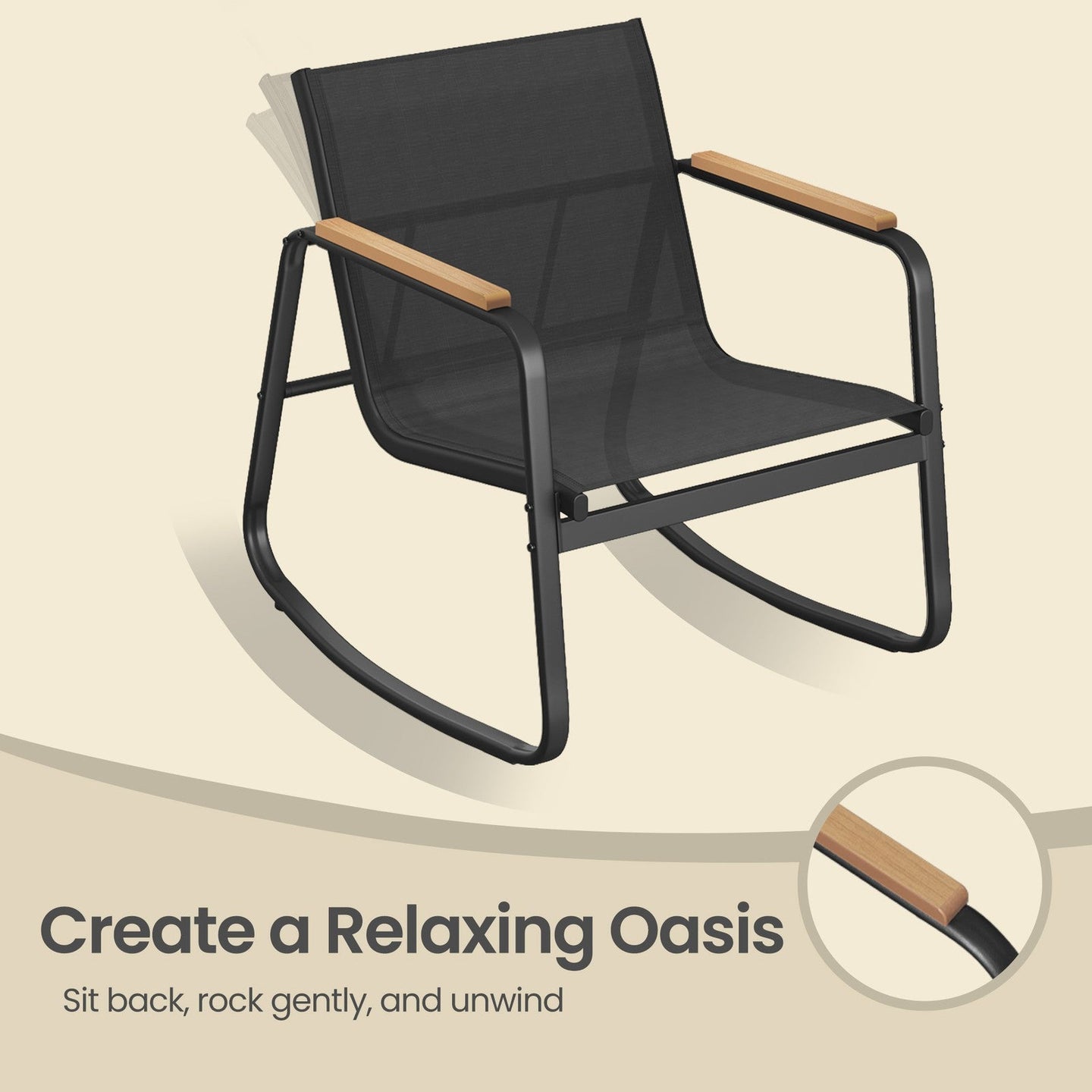 3-Piece Outdoor Conversation Set - 30L - Steel - Rocking Chairs