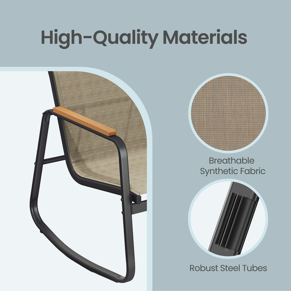 Outdoor Patio Set - Steel - 2 Rocking Chairs and Loveseat