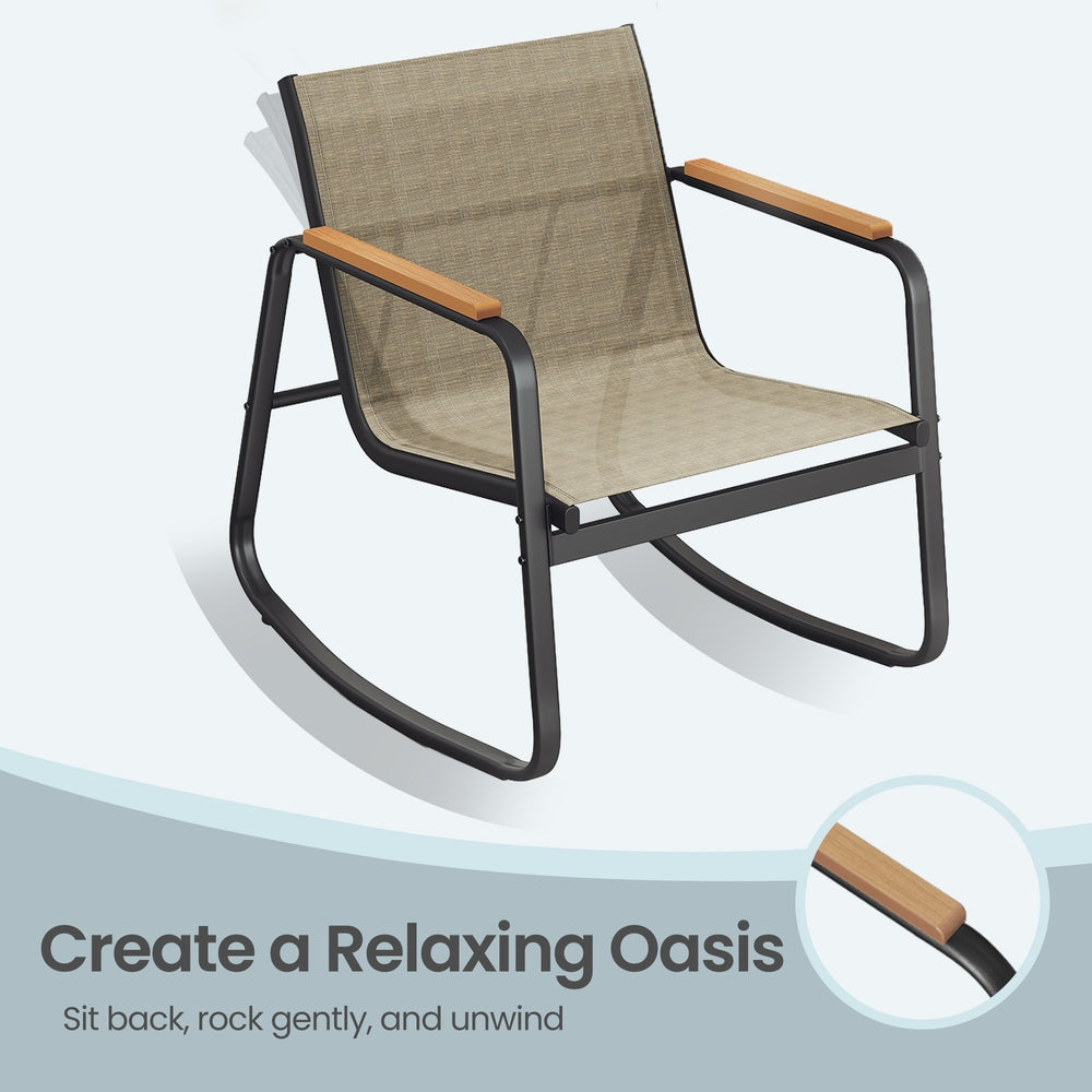 Outdoor Patio Set - Steel - 2 Rocking Chairs and Loveseat