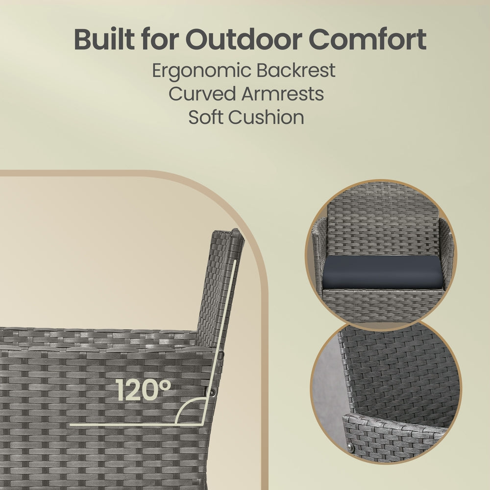 Patio Conversation Set - Galvanized Iron Frame and Polyrattan PE - Grey
