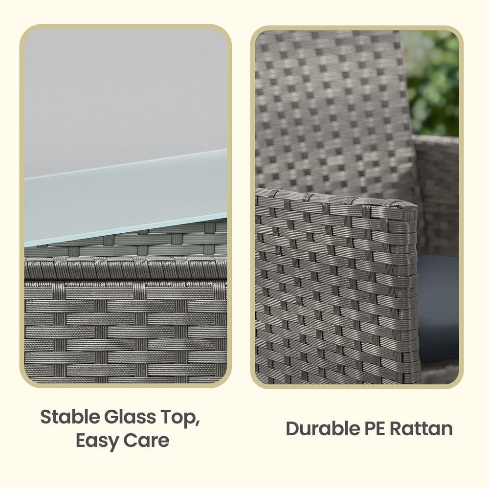 Patio Conversation Set - Galvanized Iron Frame and Polyrattan PE - Grey