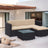 Garden Furniture Set - Handwoven PE Rattan - Brown and Taupe - Outdoor Sofa with Glass Table and Cushions