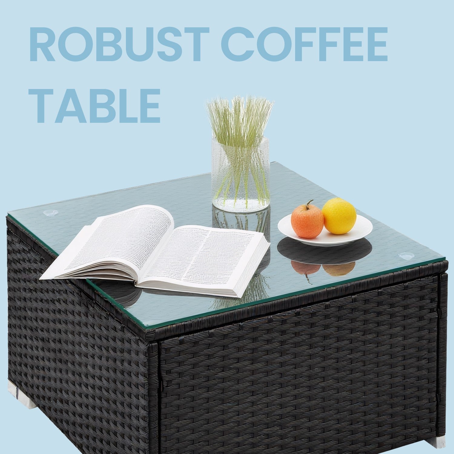 Garden Furniture Set - Handwoven PE Rattan - Brown and Taupe - Outdoor Sofa with Glass Table and Cushions