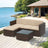 Garden Furniture Set - Handwoven PE Rattan - Brown and Taupe - Outdoor Sofa with Glass Table and Cushions
