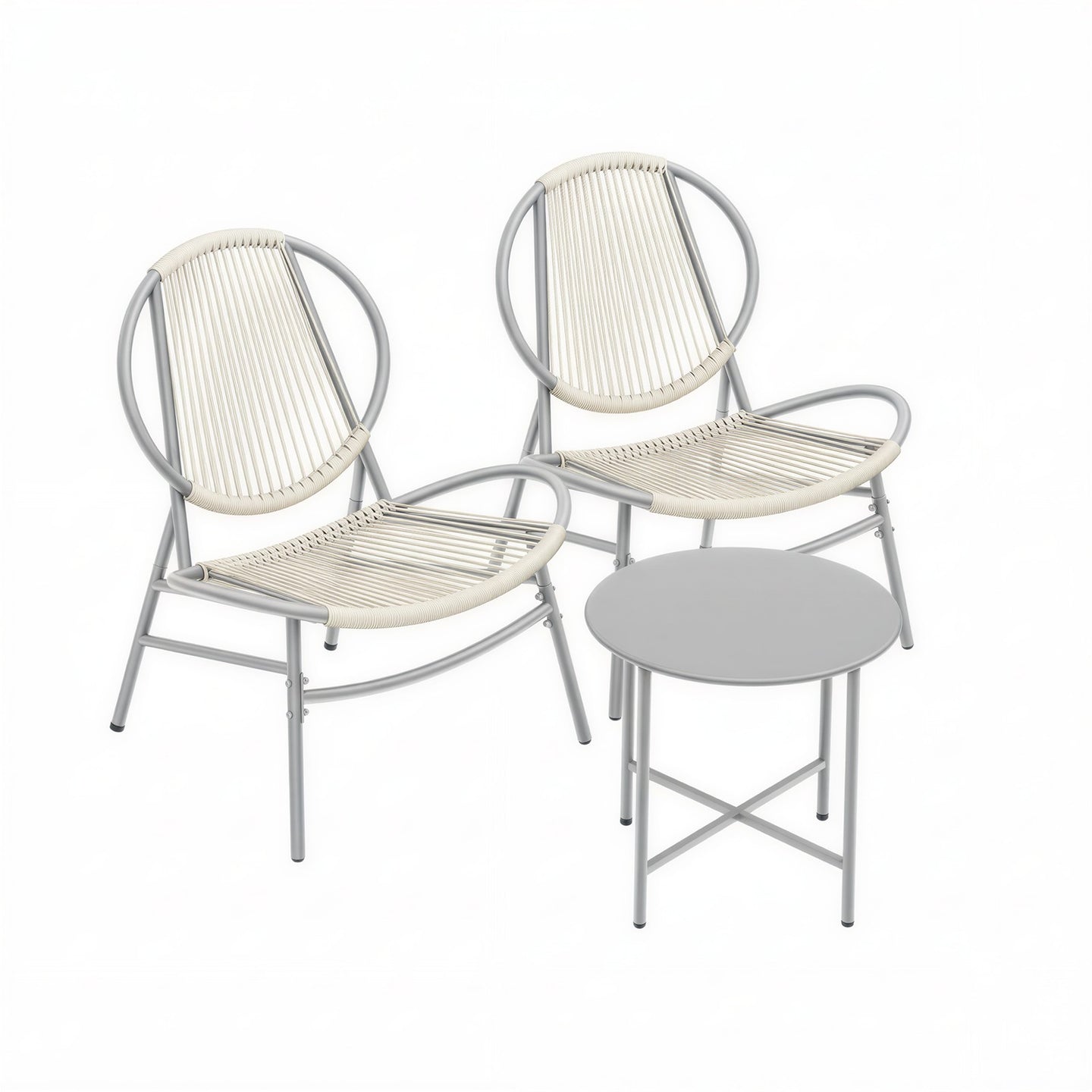 3-Piece Patio Bistro Furniture Set - PE and Steel - Dove Grey