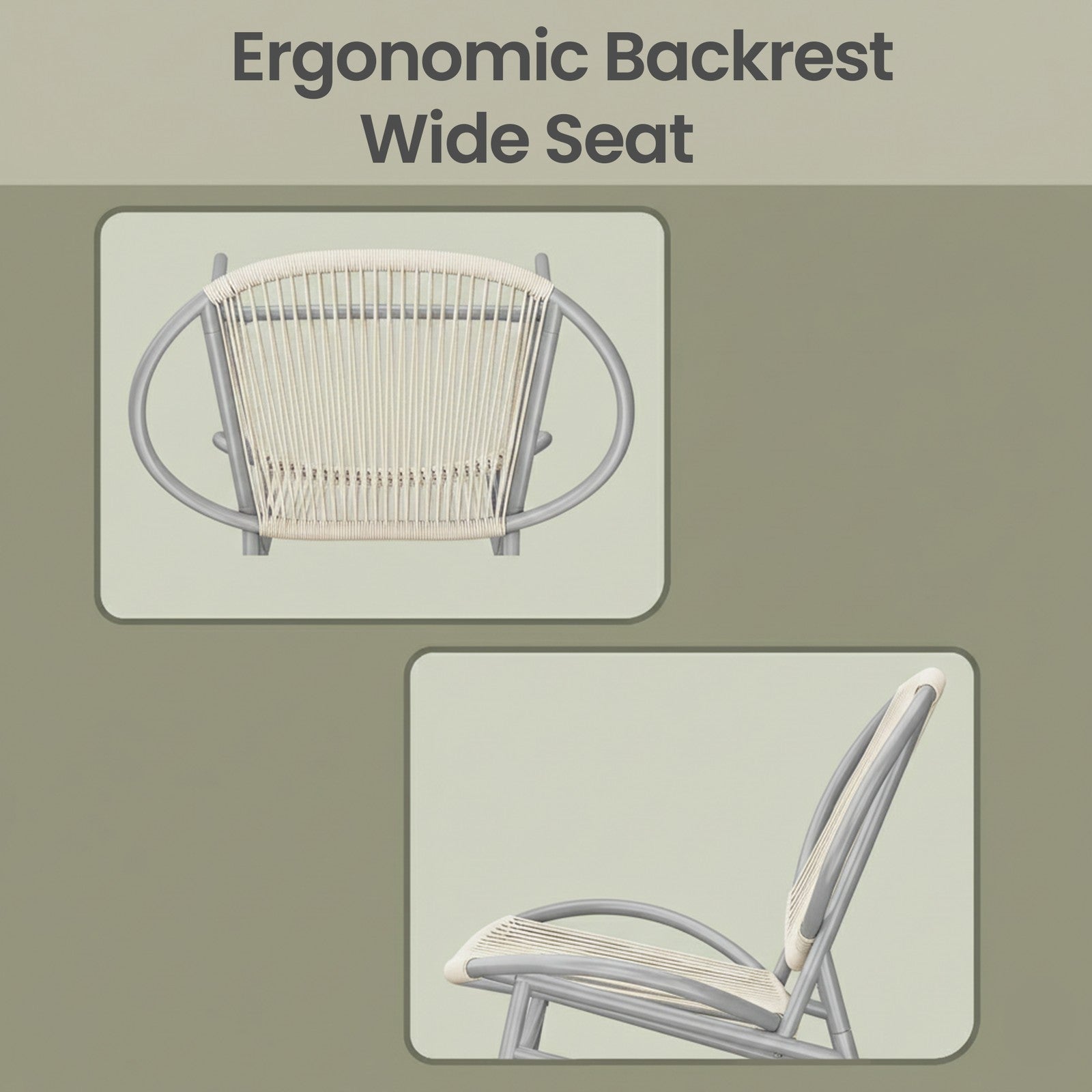 3-Piece Patio Bistro Furniture Set - PE and Steel - Dove Grey