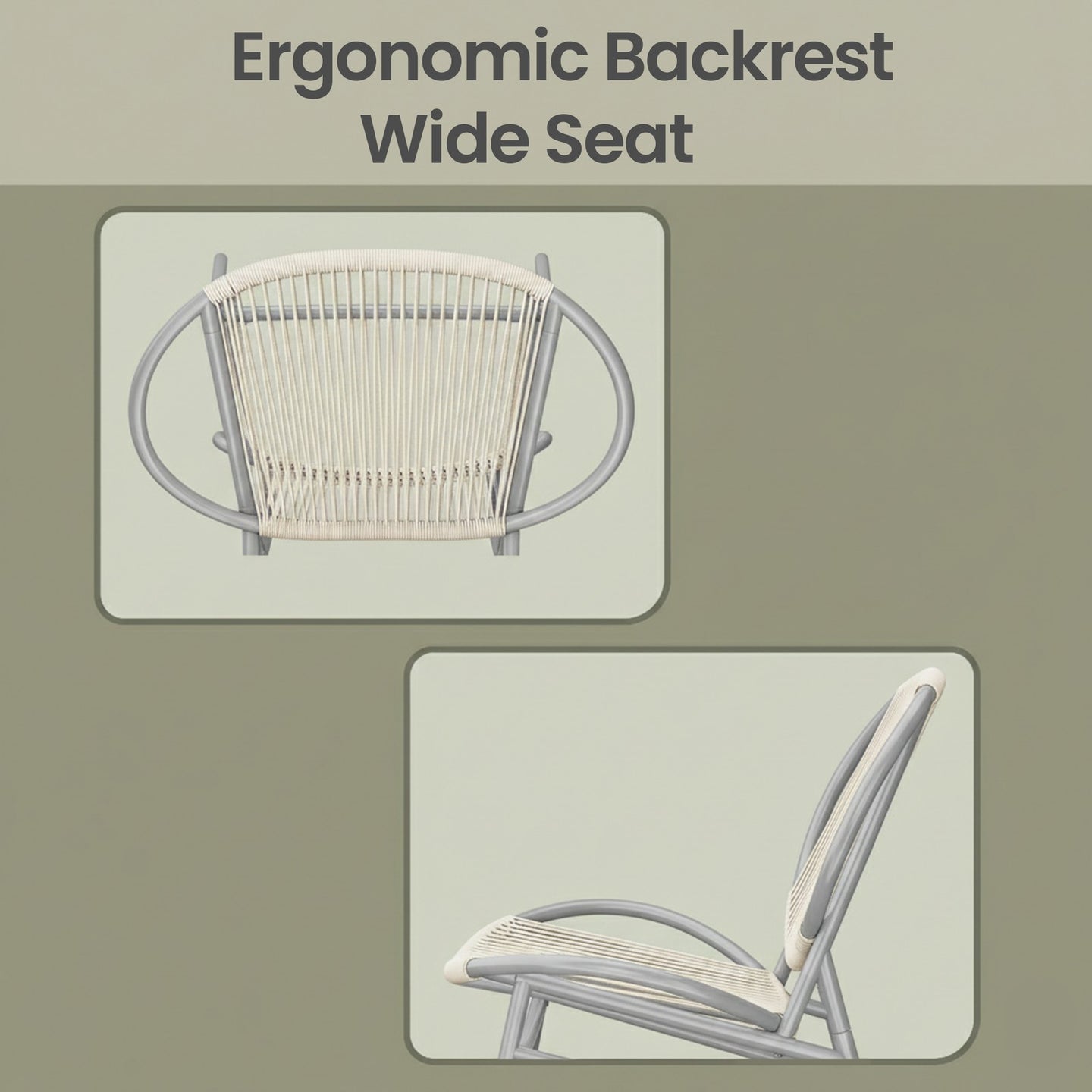 3-Piece Patio Bistro Furniture Set - PE and Steel - Dove Grey