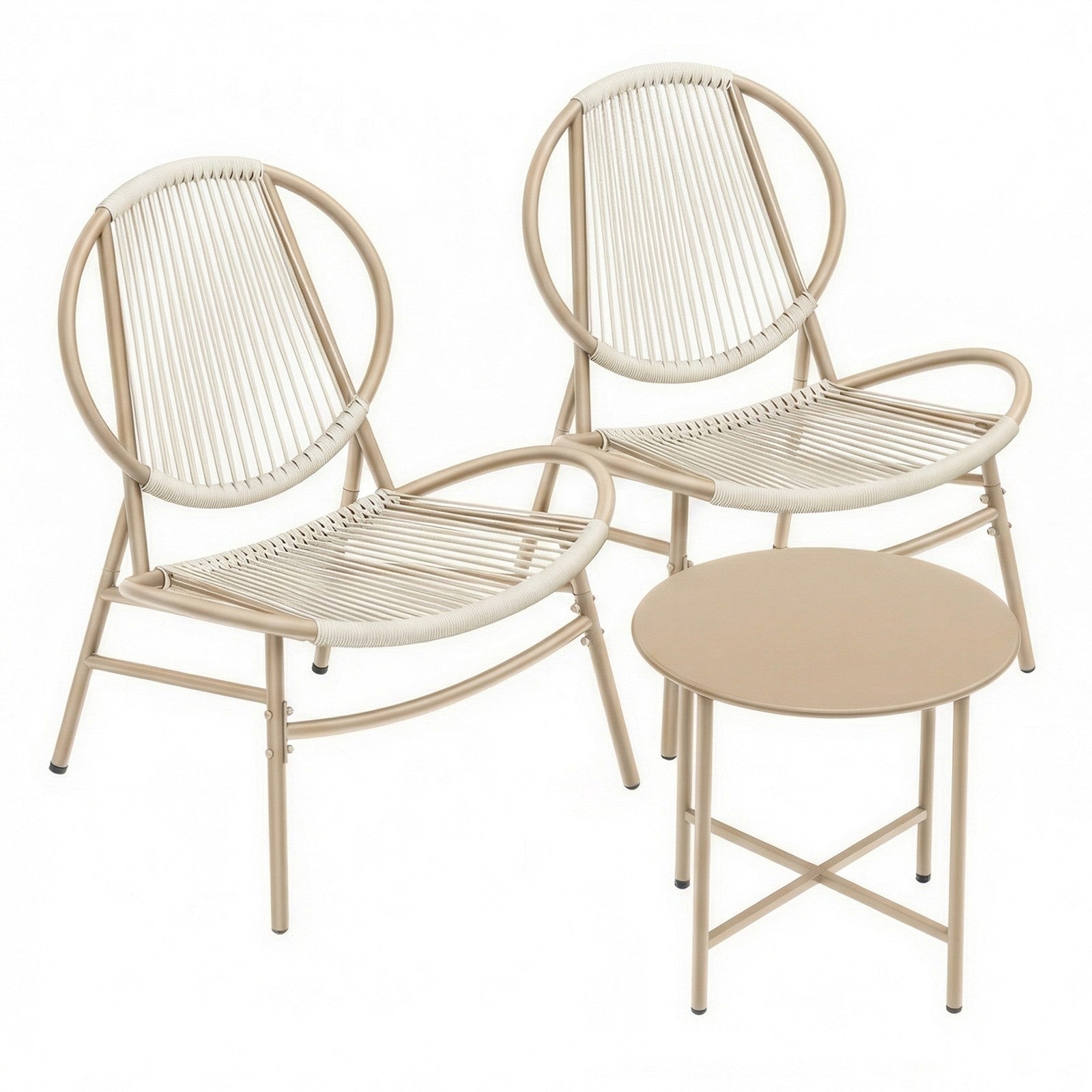 3-Piece Patio Bistro Furniture Set - PE and Steel - Brown