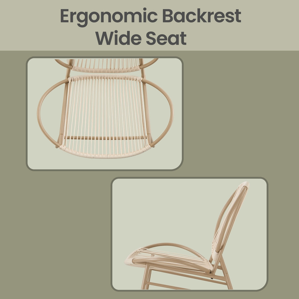 3-Piece Patio Bistro Furniture Set - PE and Steel - Brown