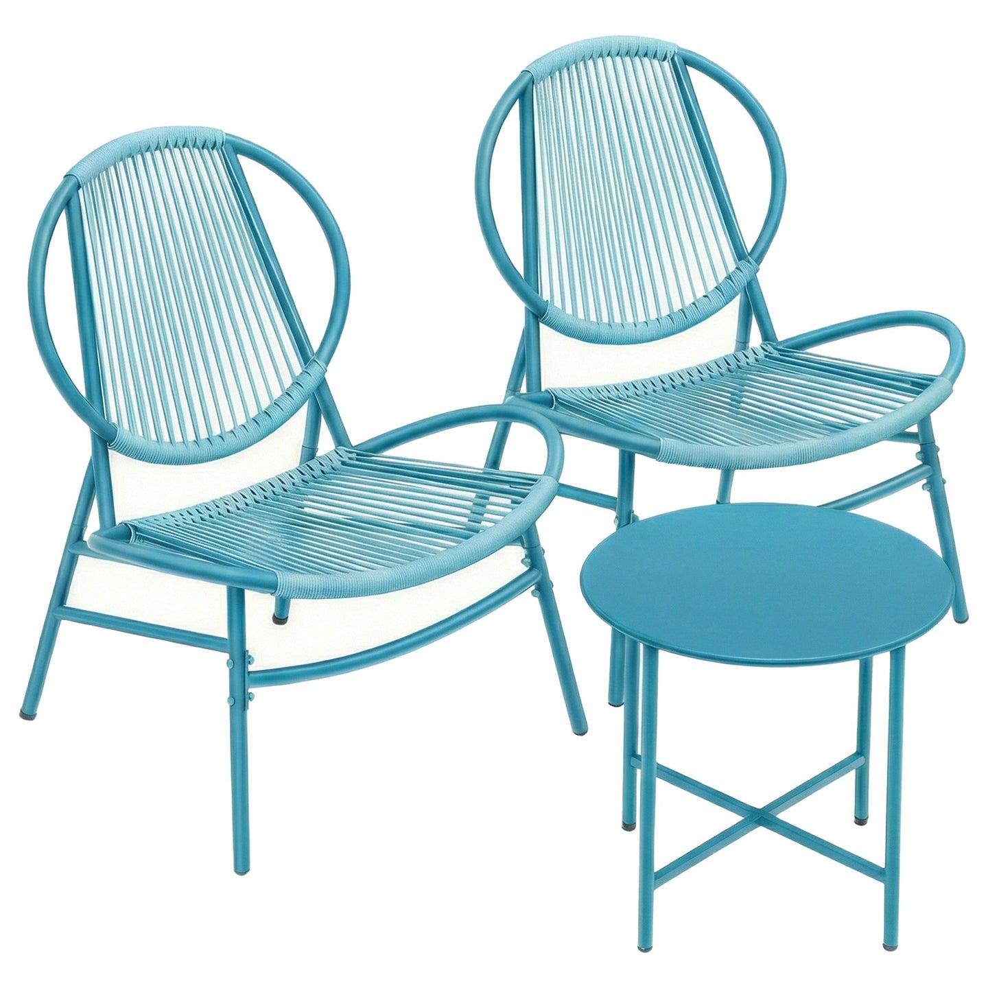 3-Piece Patio Bistro Furniture Set - PE and Steel - Brown