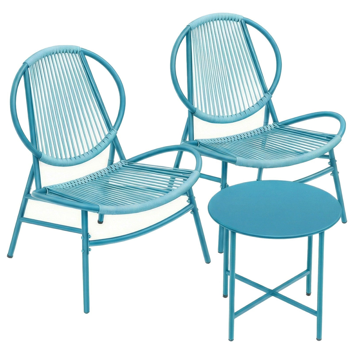 3-Piece Patio Bistro Furniture Set - PE and Steel - Brown