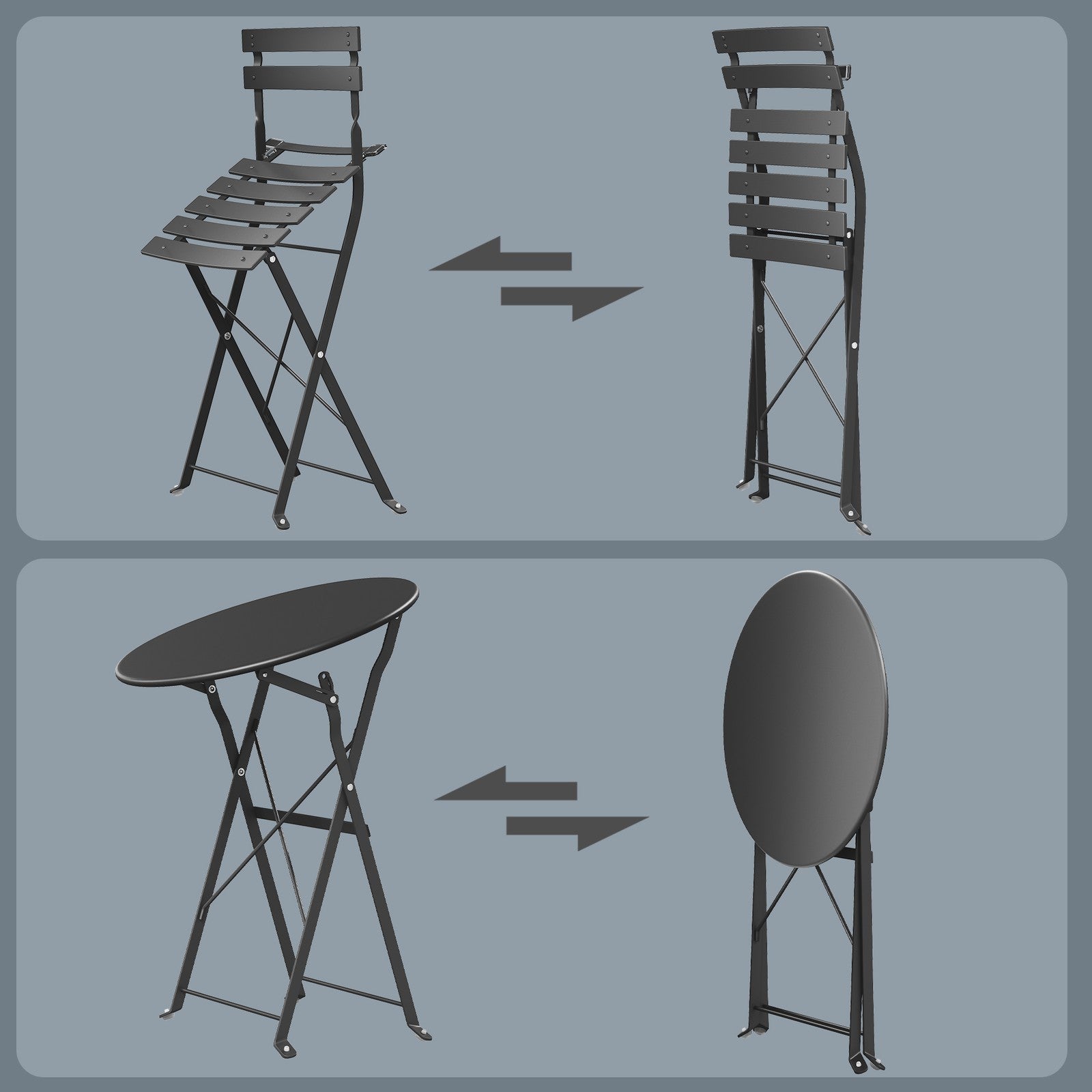 Patio Table and Chairs Set - 3-Piece - Steel - Weather-Resistant