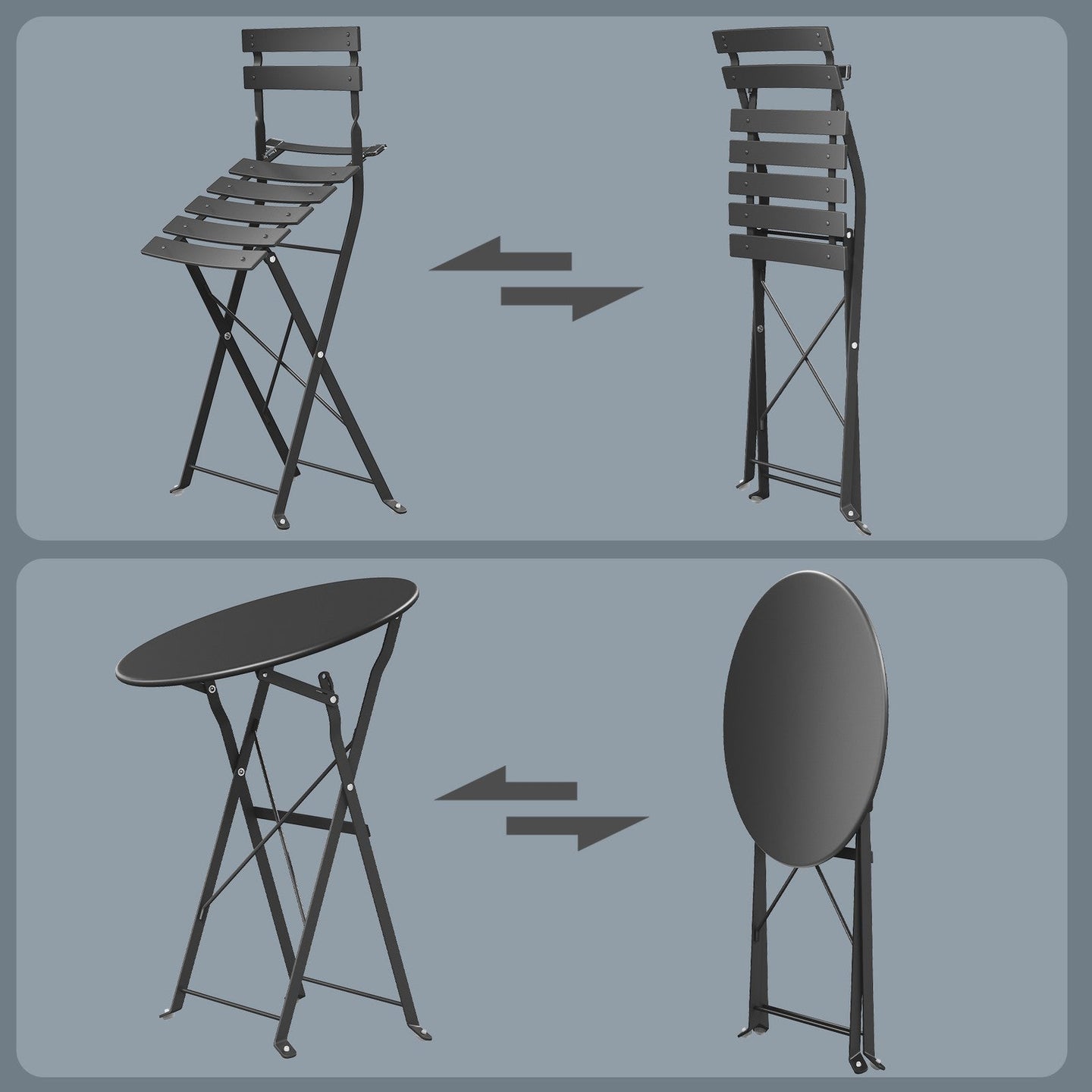 Patio Table and Chairs Set - 3-Piece - Steel - Weather-Resistant