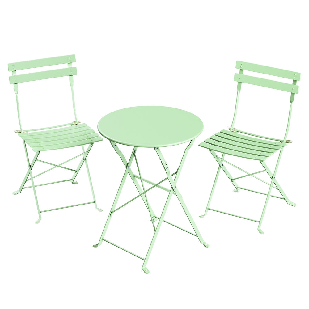 Patio Table and Chairs Set - 3-Piece - Steel - Folding Design