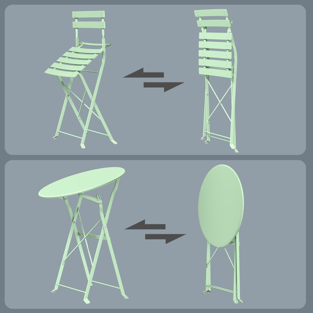 Patio Table and Chairs Set - 3-Piece - Steel - Folding Design