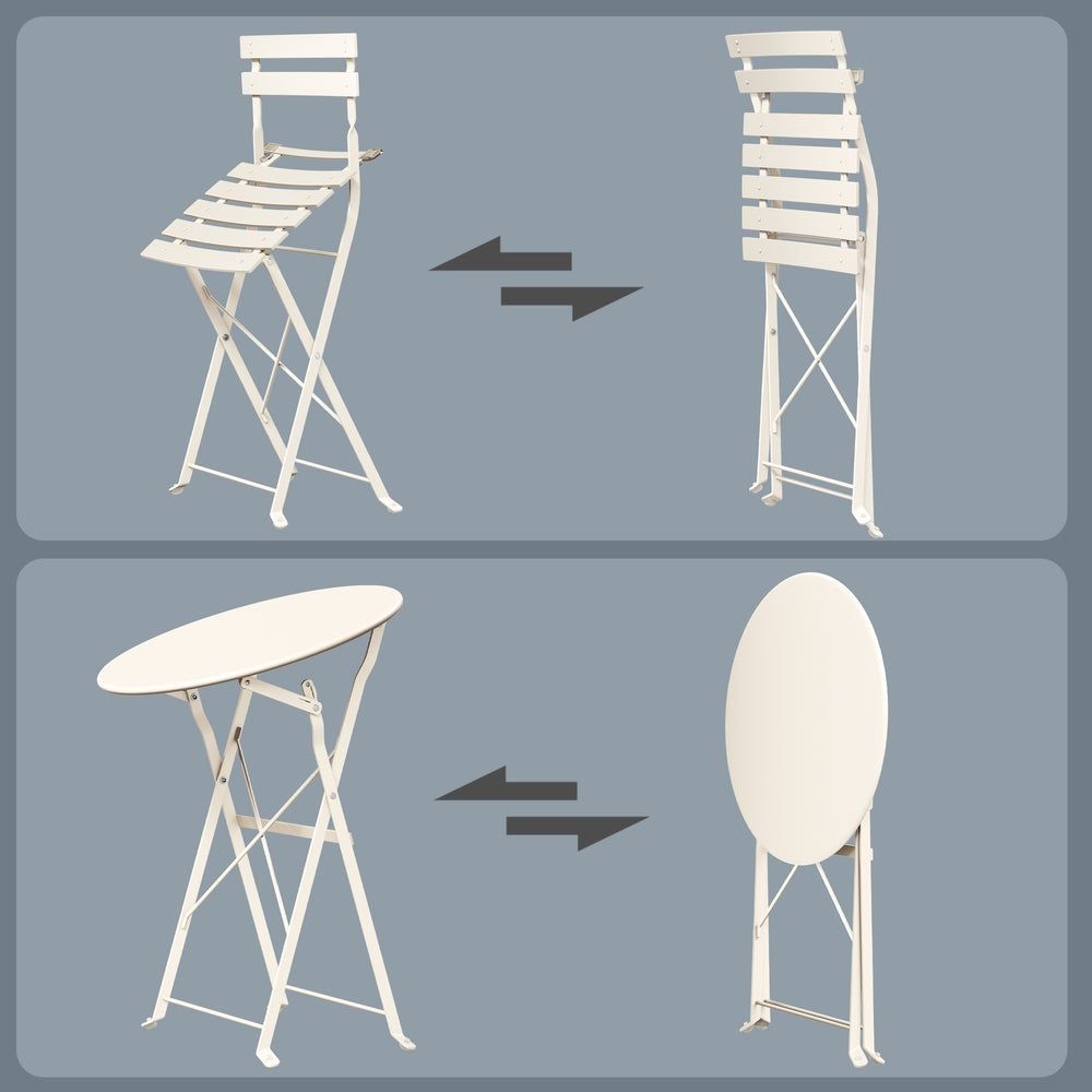 Patio Table and Chairs Set - 3-Piece - Steel - Folding Design