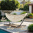 Double Hammock with Stand - 529 lb Load Capacity - Fabric - Black and Beige