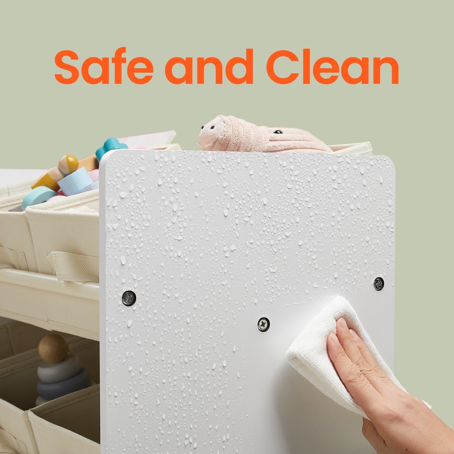 Toy Organiser - Non-Woven Fabric - Cloud White - Spacious Design with 9 Storage Boxes