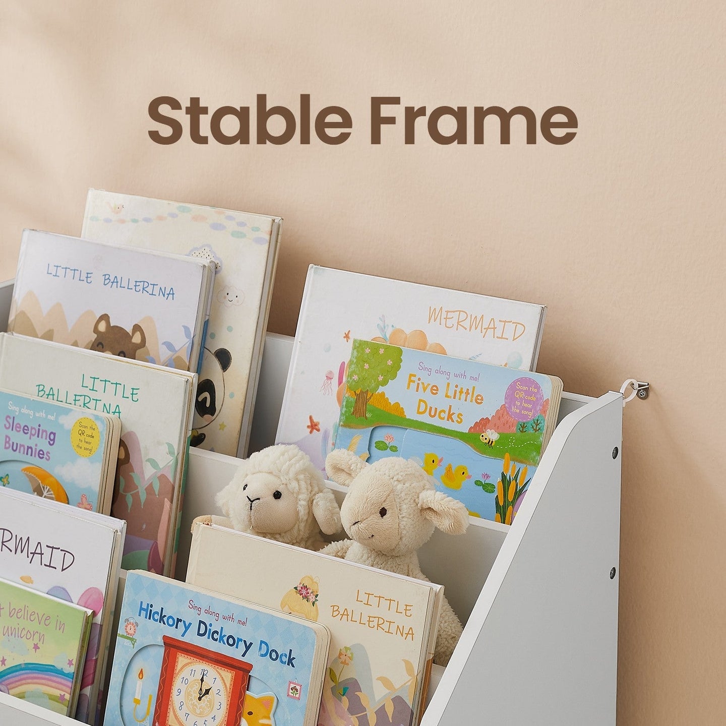 Toy Storage Rack - Wood - Multicolor - 3 Shelves with Wheels for Children's Room and Playroom