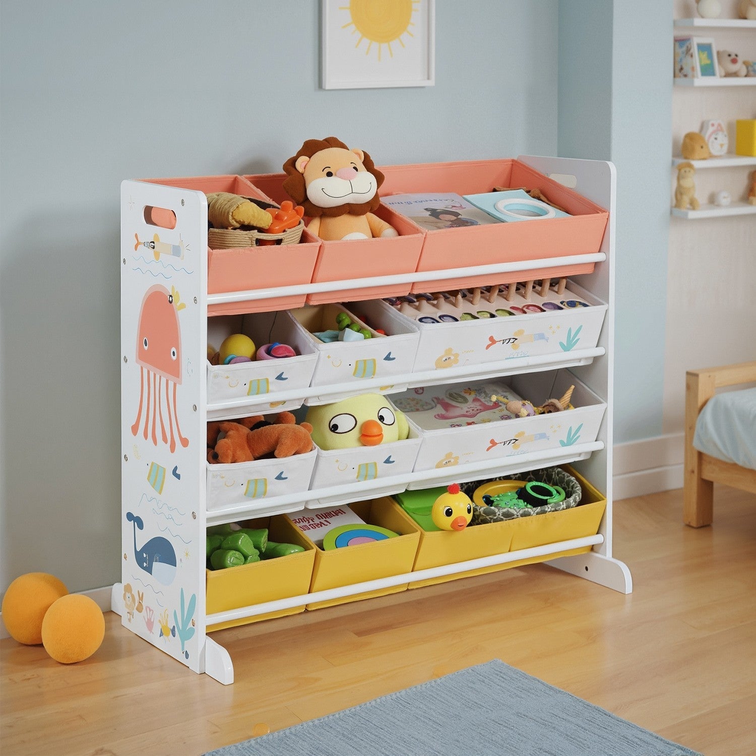 Kids' Toy Organiser - 12 Boxes - MDF - Easy for Kids to Access