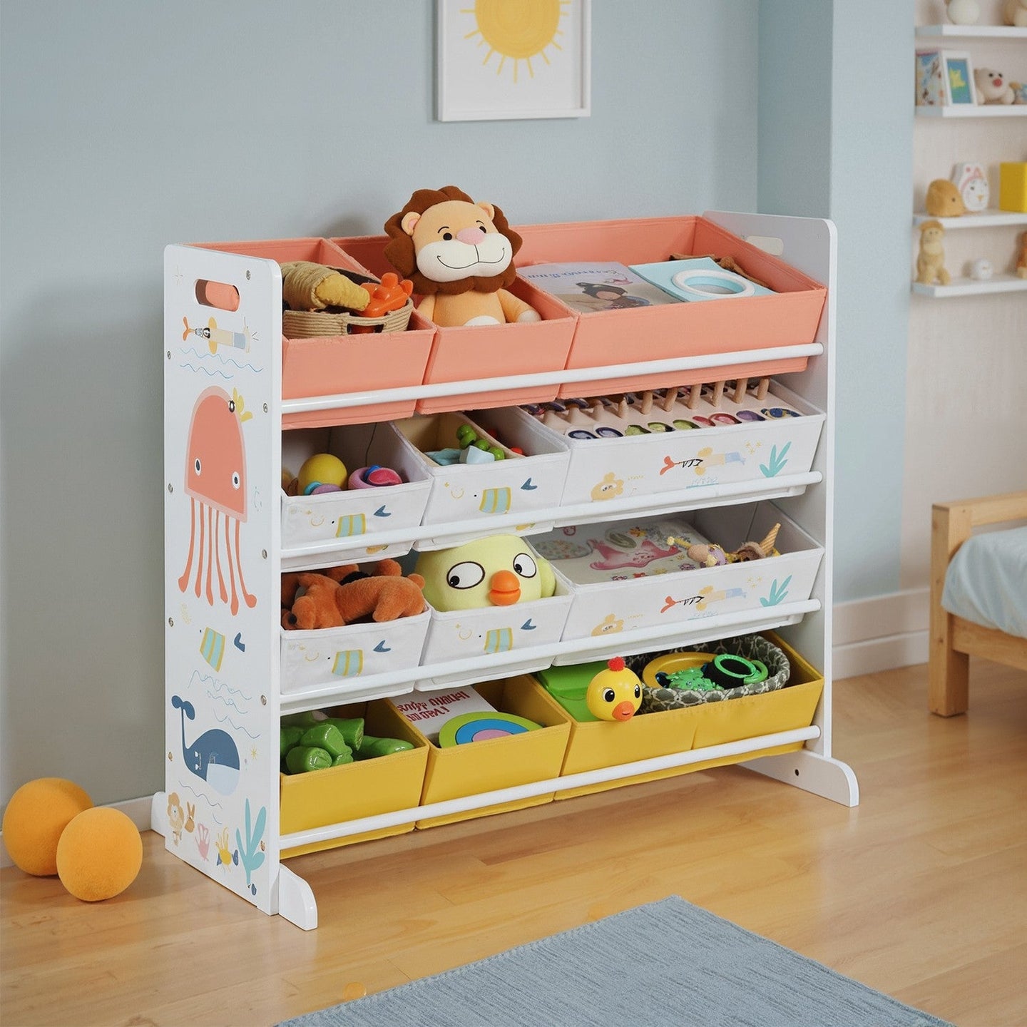 Kids' Toy Organiser - 12 Boxes - MDF - Easy for Kids to Access