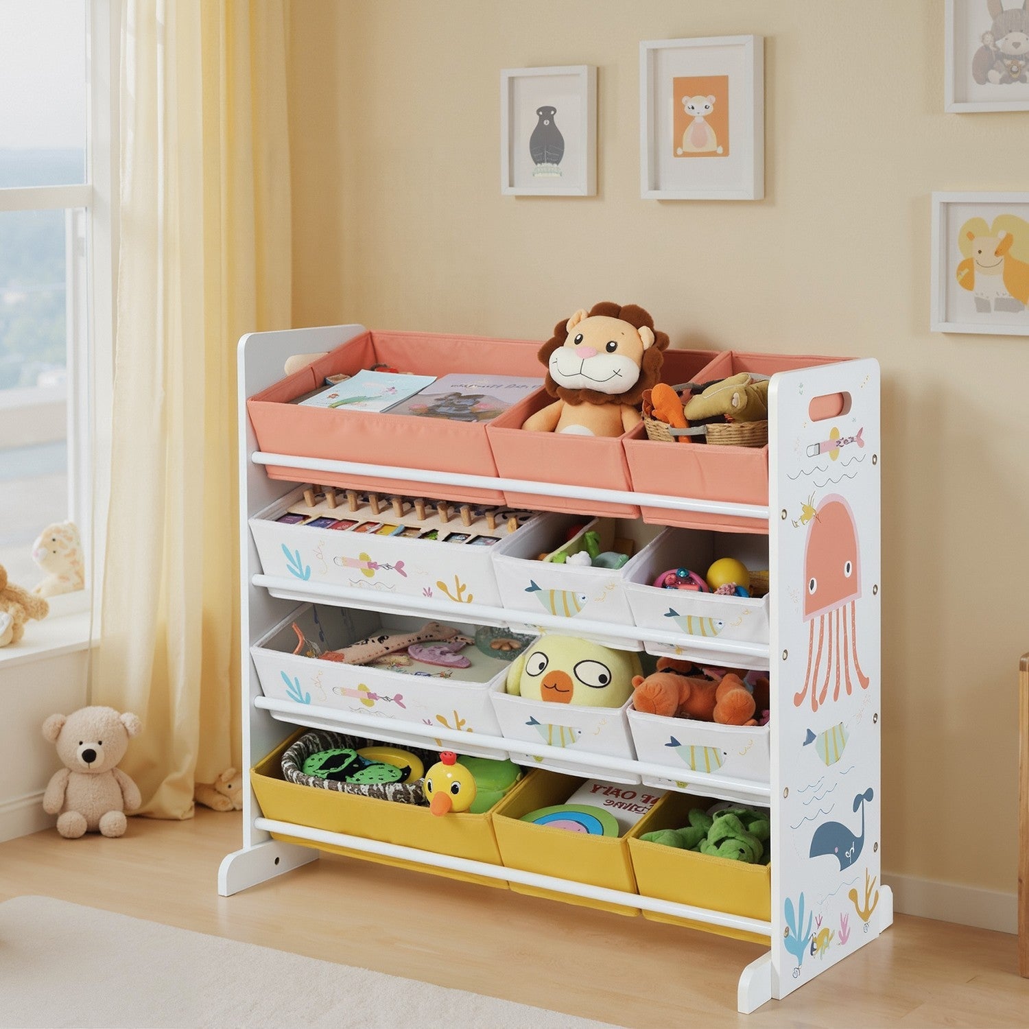 Kids' Toy Organiser - 12 Boxes - MDF - Easy for Kids to Access