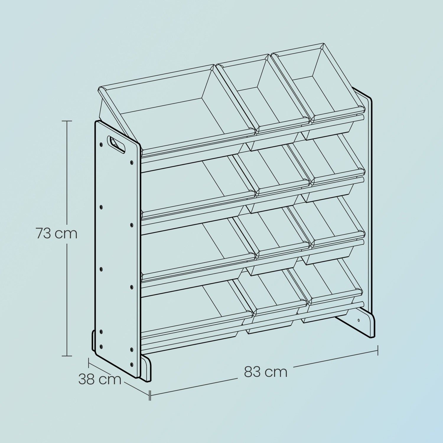 Kids' Toy Organiser - 12 Boxes - MDF - Easy for Kids to Access