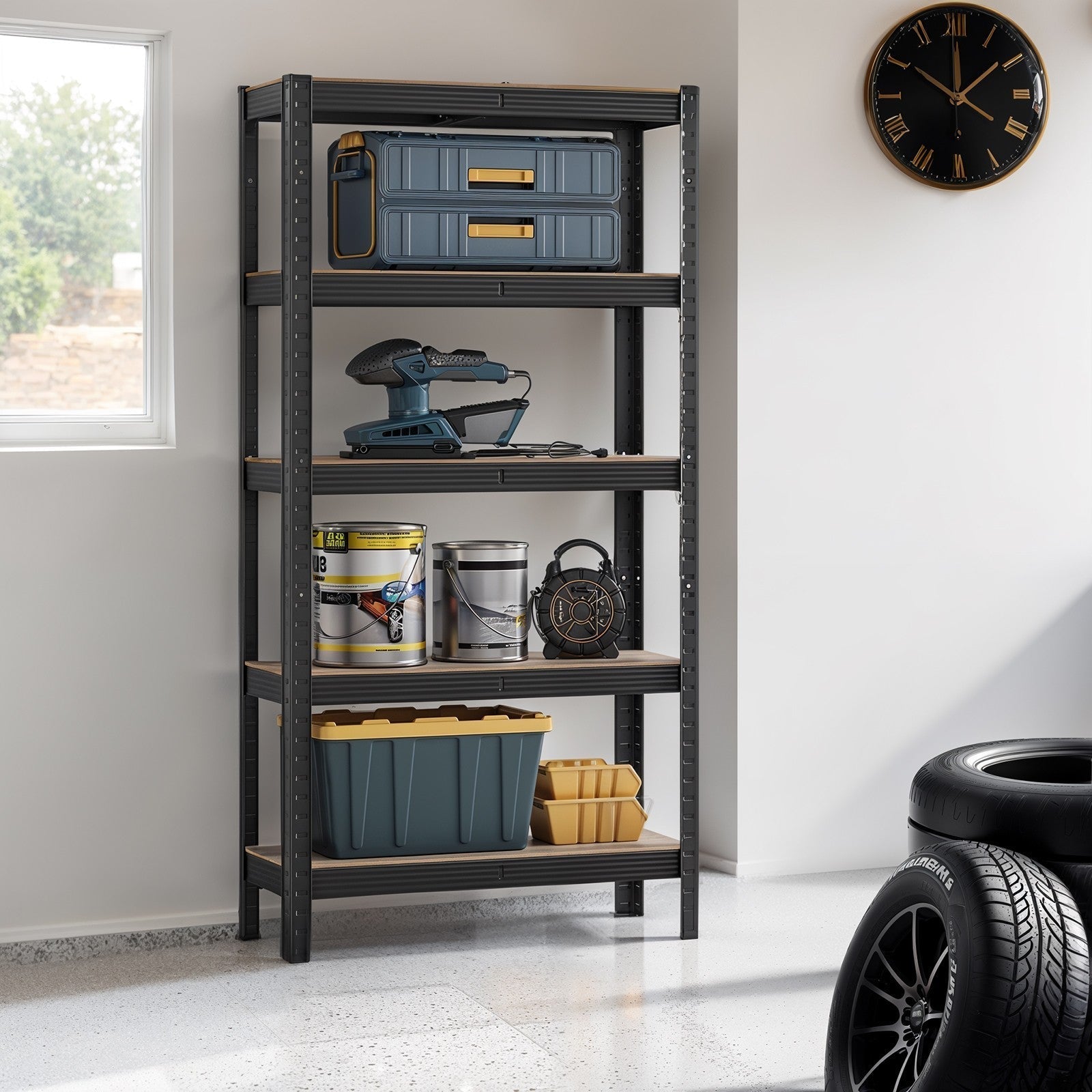 5-Tier Shelving Unit - Metal - Silver - Adjustable Shelves