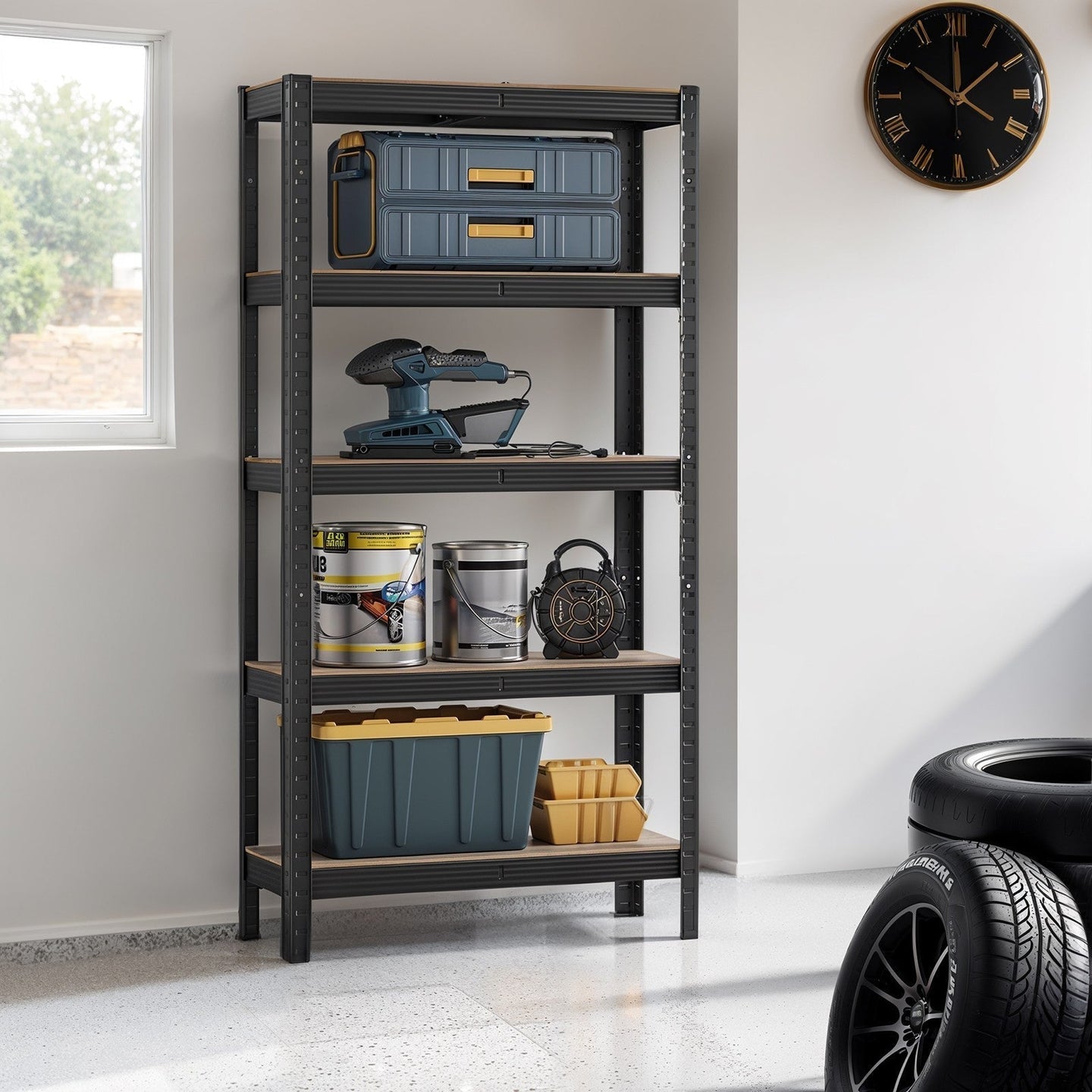 5-Tier Shelving Unit - Metal - Silver - Adjustable Shelves