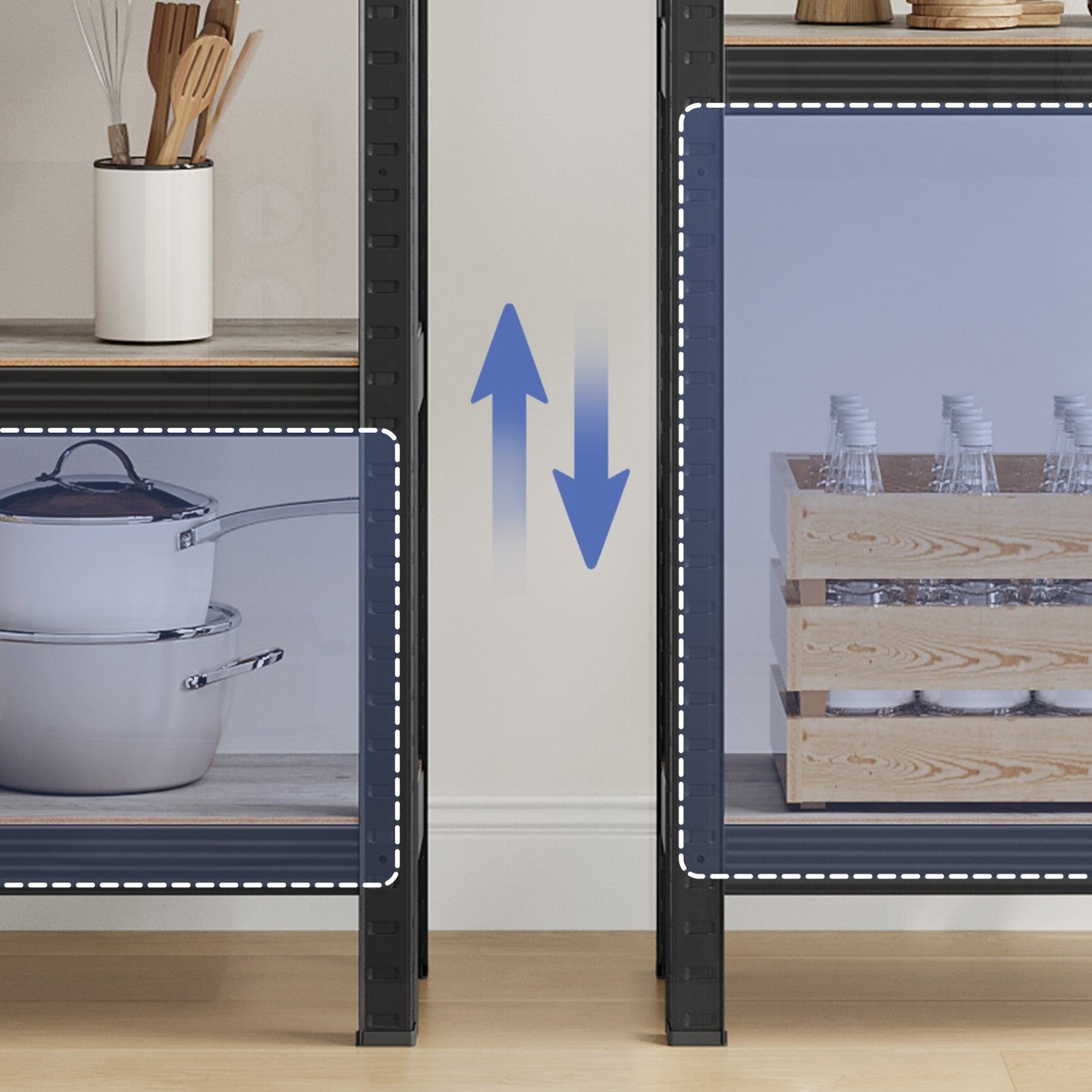 5-Tier Shelving Unit - Metal - Silver - Adjustable Shelves
