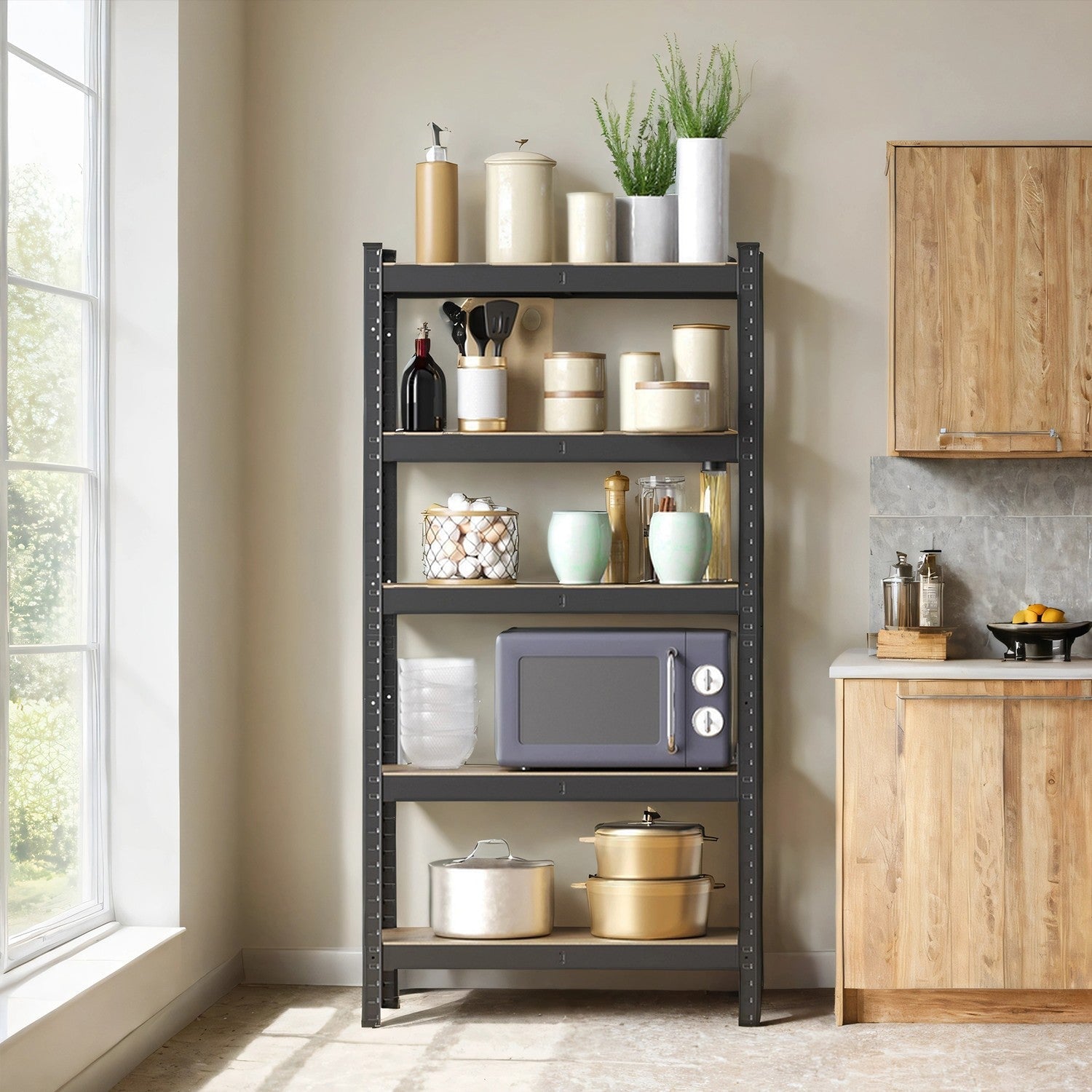 5-Tier Shelving Unit - Steel - Silver - Adjustable Shelves with 650 kg Load Capacity