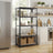 5-Tier Shelving Units Set of 2 - Power-Coated Steel Frame and MDF - Black