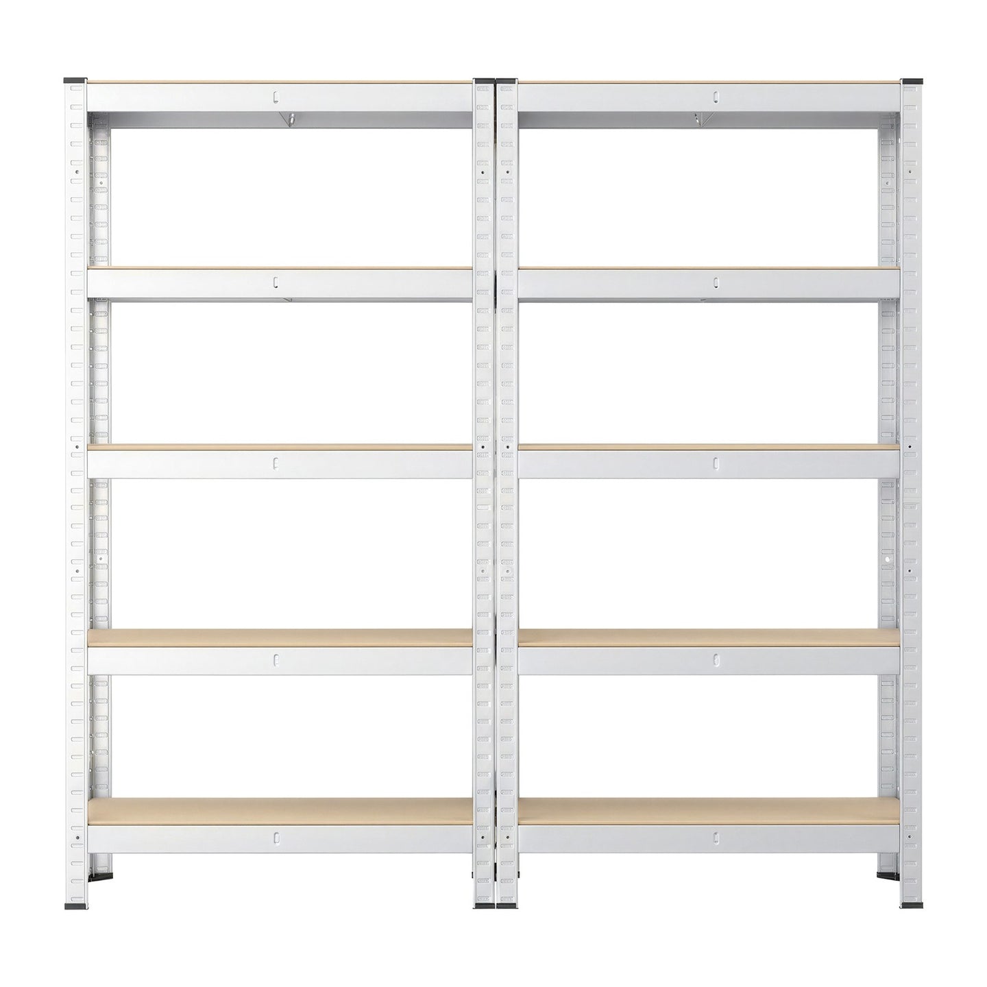 5-Tier Shelving Units Set of 2 - Power-Coated Steel Frame and MDF - Silver