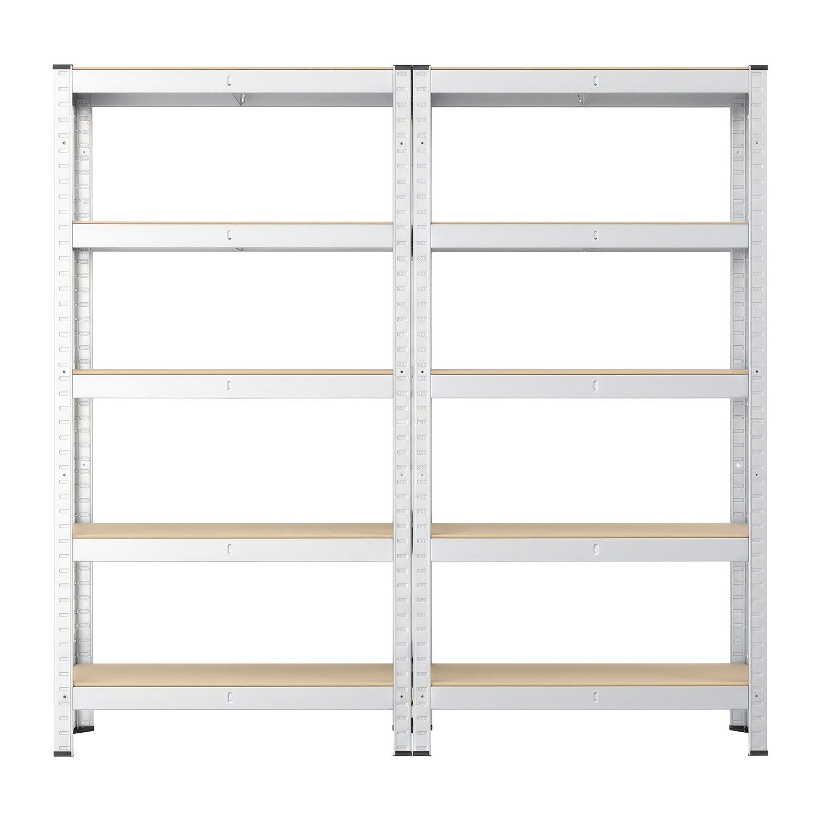 5-Tier Shelving Units Set of 2 - Power-Coated Steel Frame and MDF - Silver