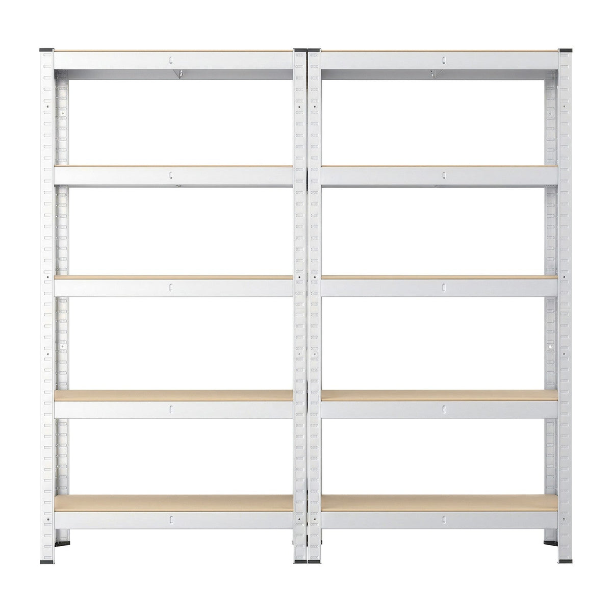 5-Tier Shelving Units Set of 2 - Power-Coated Steel Frame and MDF - Silver