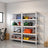 5-Tier Shelving Units Set of 2 - Power-Coated Steel Frame and MDF - Silver