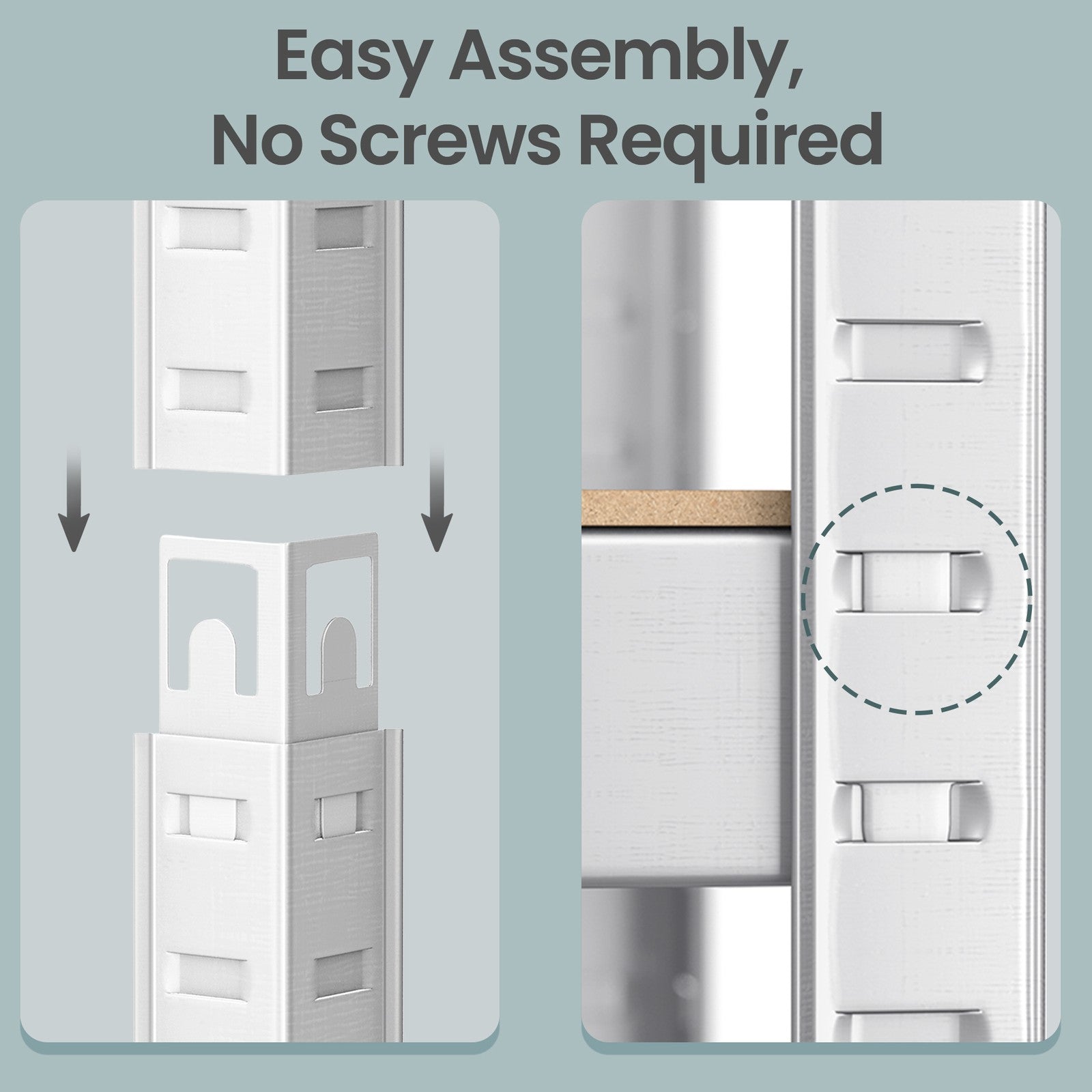5-Tier Shelving Units Set of 2 - Power-Coated Steel Frame and MDF - Silver