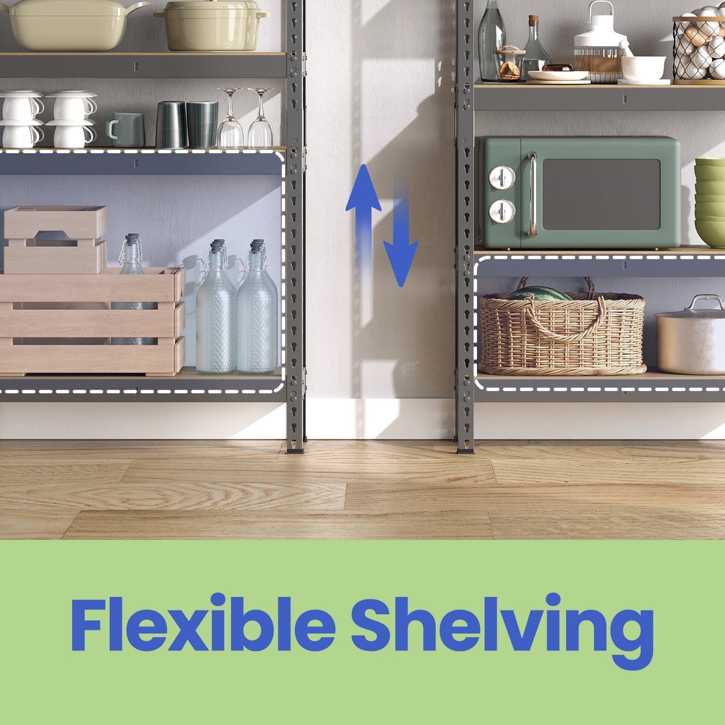 5-Tier Shelving Unit - Steel - Silver - Adjustable Shelves with 650 kg Load Capacity