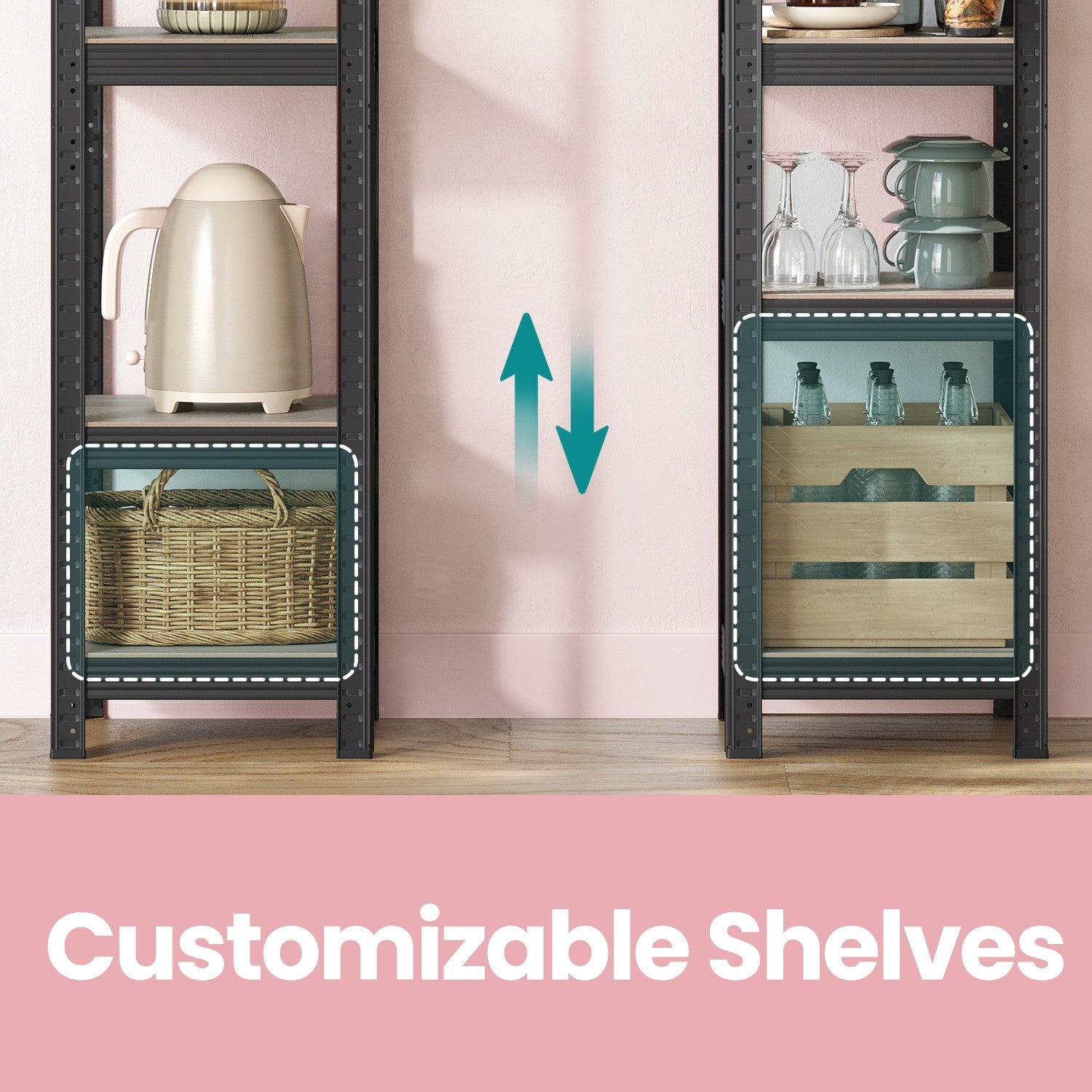 5-Tier Storage Shelf - Wood - Rustic Brown and Black