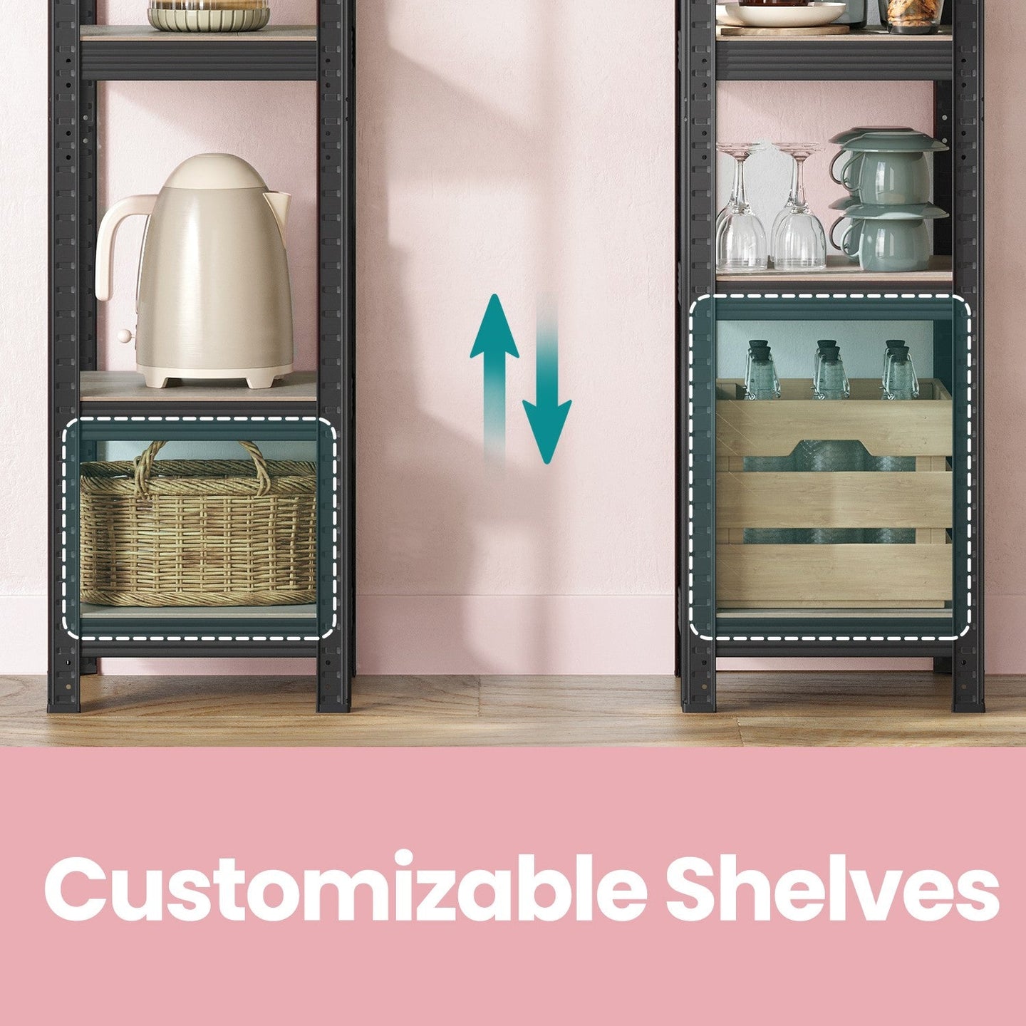 5-Tier Storage Shelf - Wood - Rustic Brown and Black