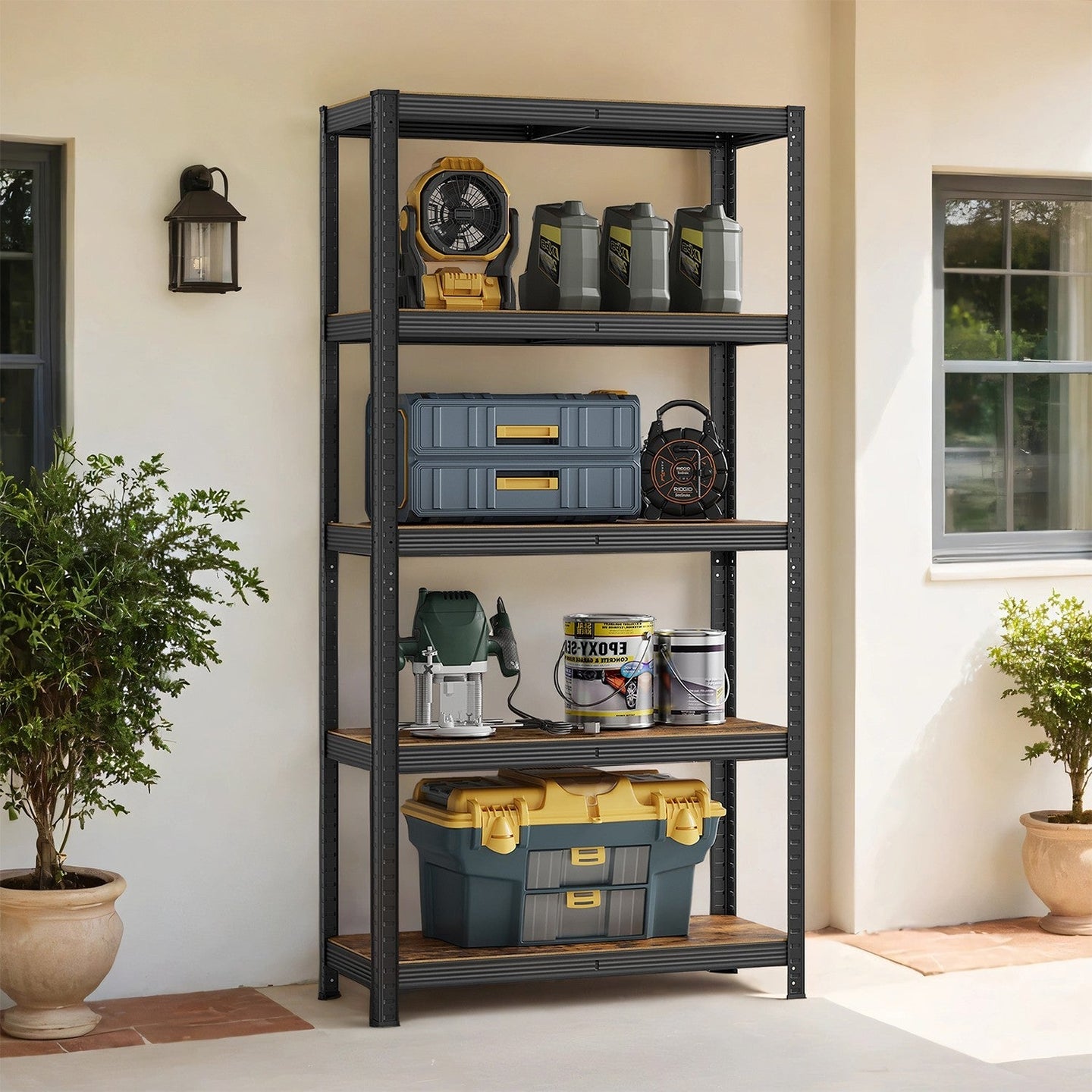 5-Tier Shelving Unit - Steel - Silver - Adjustable