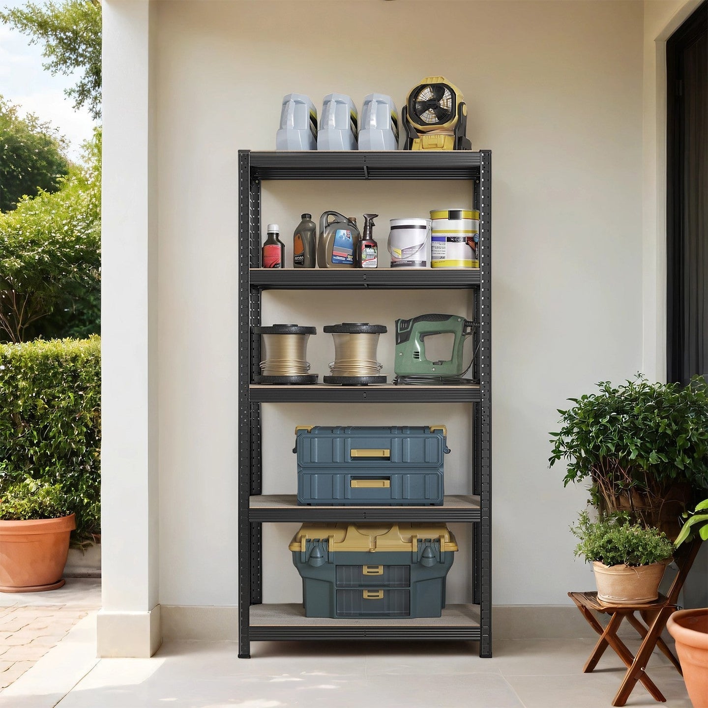 5-Tier Shelving Unit - Steel - Silver - Adjustable
