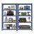 5-Tier Shelving Units Set of 2 - Power-Coated Steel Frame and MDF - Blue