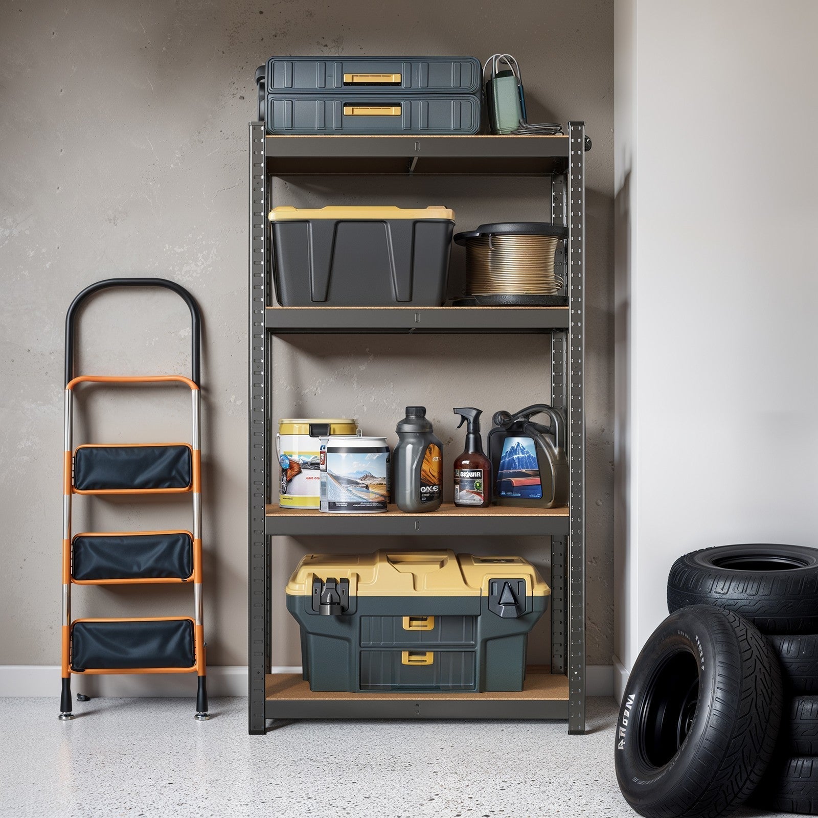 4-Tier Shelving Unit - 520 kg Load Capacity - Steel - Blue
