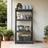 4-Tier Shelving Unit - Steel Frame and MDF - Greige And Black
