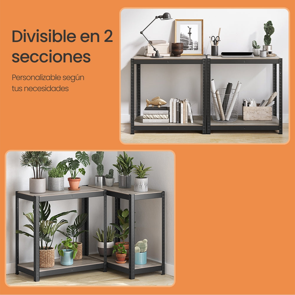 4-Tier Shelving Unit - Steel Frame and MDF - Greige And Black