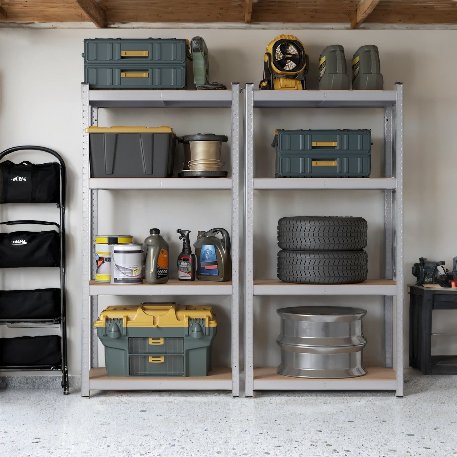 4-Tier Garage Storage Shelving - Steel - Silver