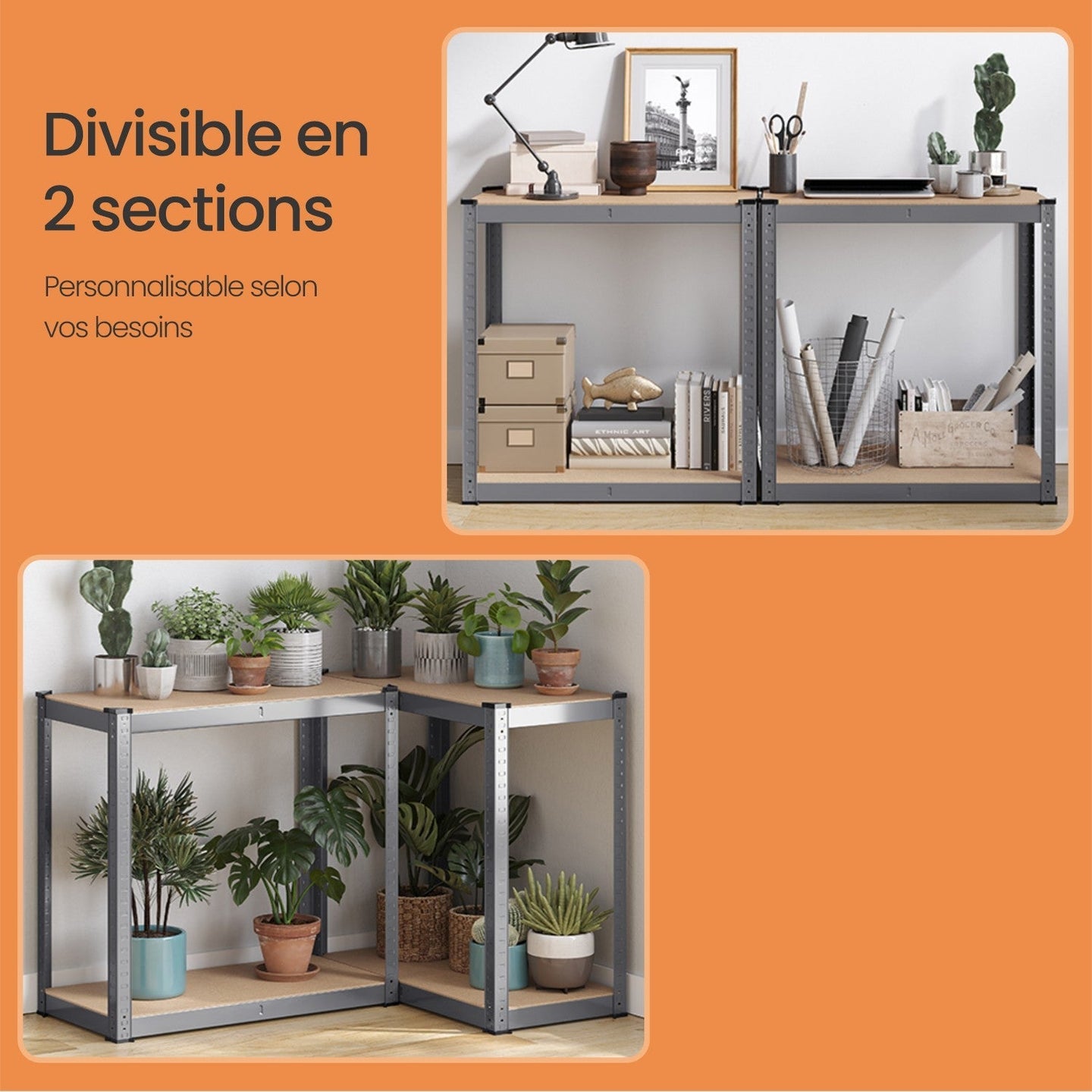 4-Tier Steel Shelving Unit - Load Capacity 520 kg - Grey