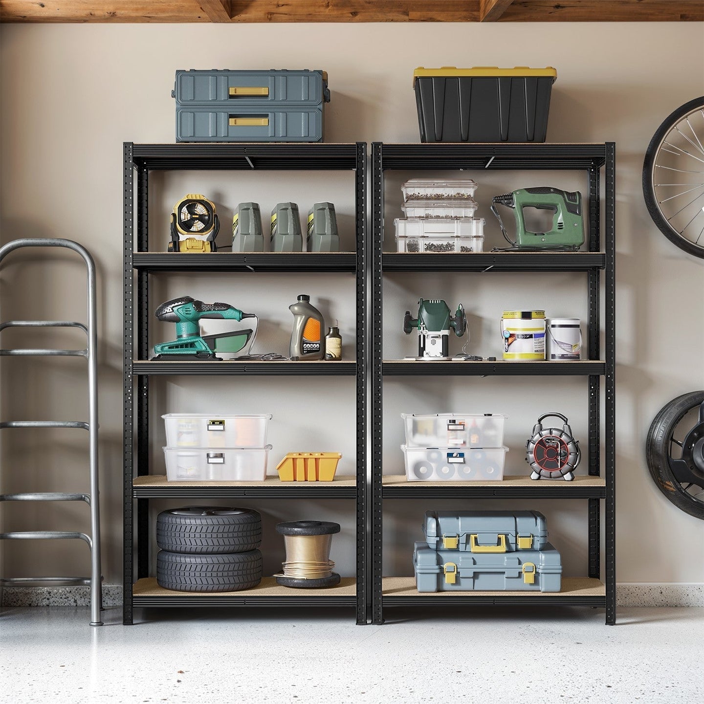 5-Tier Storage Shelving Unit - Metal - Silver - Adjustable Shelves